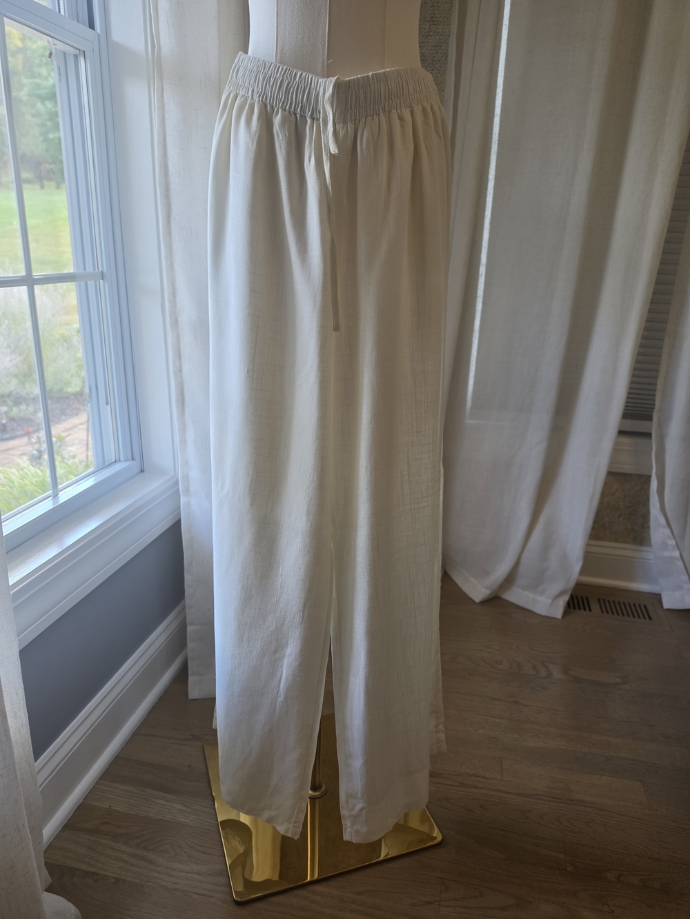 Princess Polly Louis Linen Blend Wide Leg Pants Off White US 4
